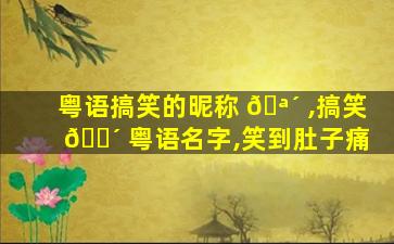 粤语搞笑的昵称 🪴 ,搞笑 🌴 粤语名字,笑到肚子痛